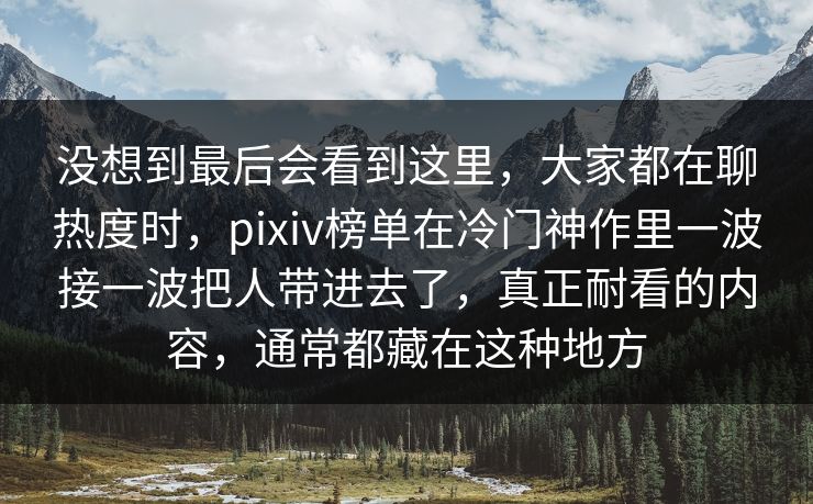 没想到最后会看到这里，大家都在聊热度时，pixiv榜单在冷门神作里一波接一波把人带进去了，真正耐看的内容，通常都藏在这种地方